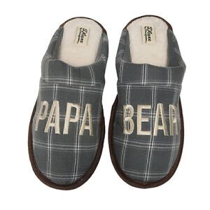 Dearfoams Papa Bear Comfort Slippers Plaid Sizes Multicolor Gray/White US 11-12